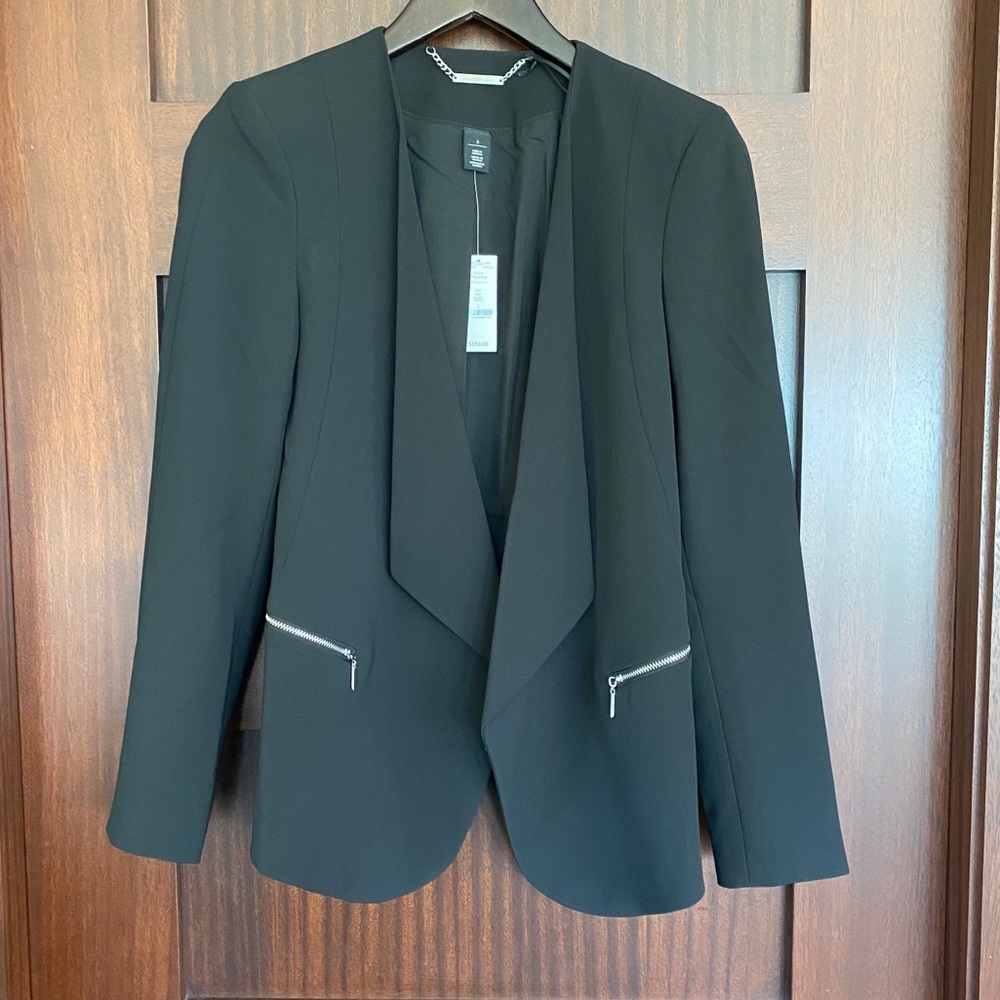 NWT WHBM Double ZIP Black Jacket size 2